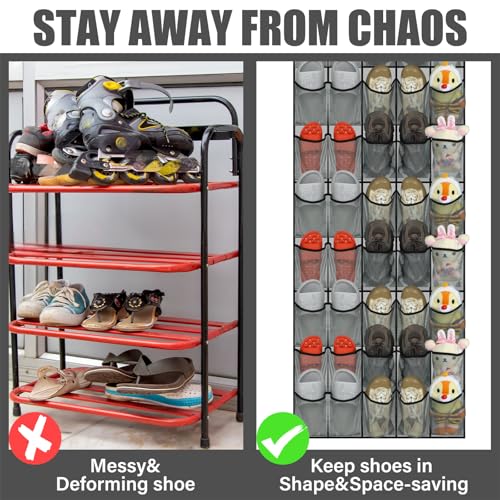 40-Pocket Over-the-Door Shoe Organizer, Breathable Mesh Hanging Shoe Rack