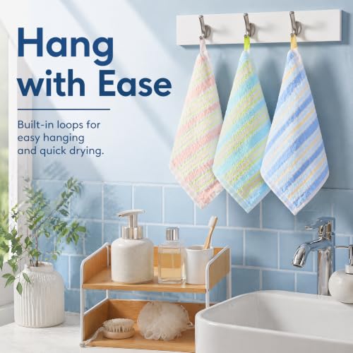 20-Pack Cotton Washcloths, 10x10 Inch Soft Reusable Face Towels