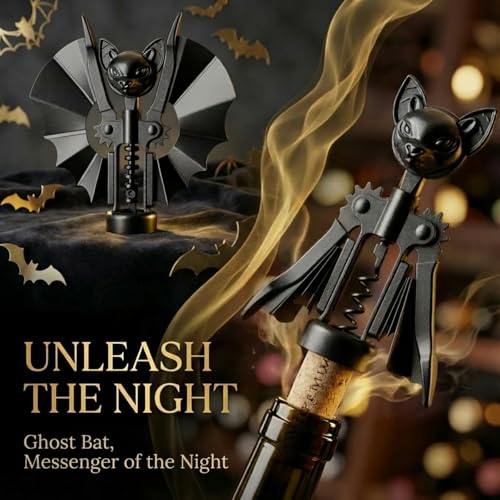 Ghost Bat Bottle Opener - 2-in-1 Wine & Beer Corkscrew, Gothic Aluminum Gift