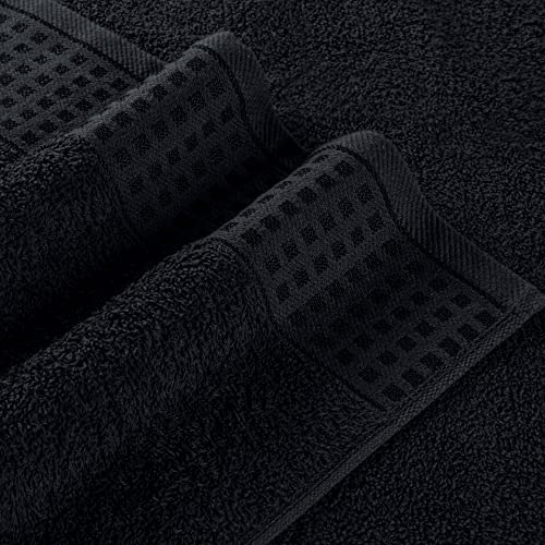 GLAMBURG Oversized Cotton Bath Towels 2 Pack 28x55 Black