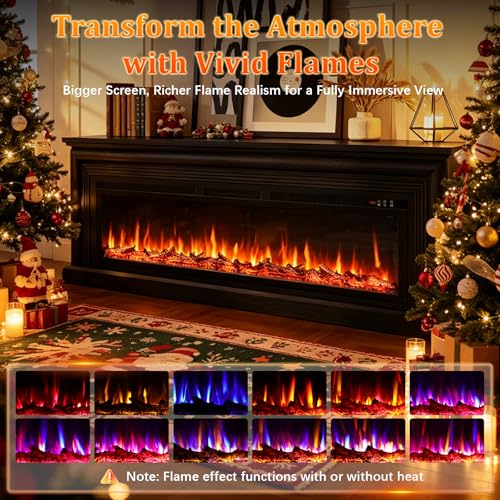 70-Inch Fireplace TV Stand with Electric Fireplace Insert and Mantel