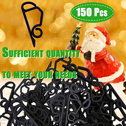 150 Pcs Black Outdoor Christmas Light Gutter Clips Weatherproof Hooks for Holiday Decor