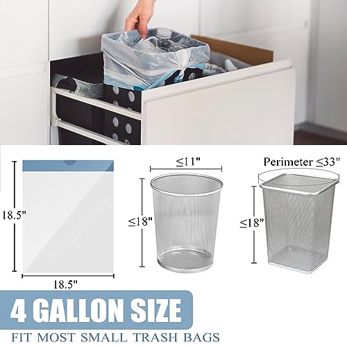 4 Gallon Small Drawstring Trash Bags - Unscented White Garbage Bags (57 Count)