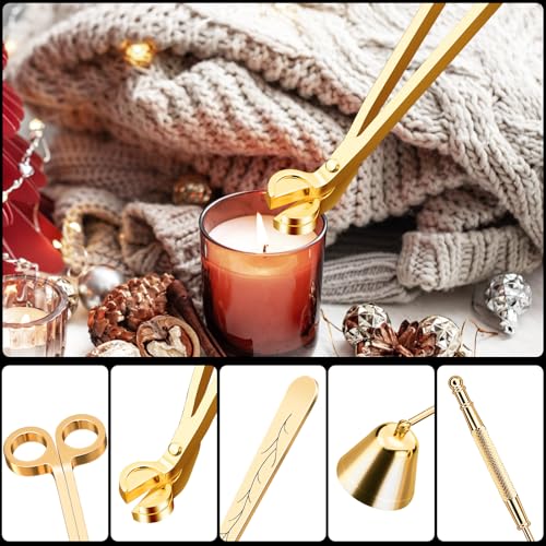 Candle Care Kit - Wick Trimmer, Snuffer & Dipper Set - Gold