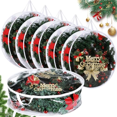 Clear Plastic Wreath Storage Bag 30 Inch with Dual Zippers and Handles