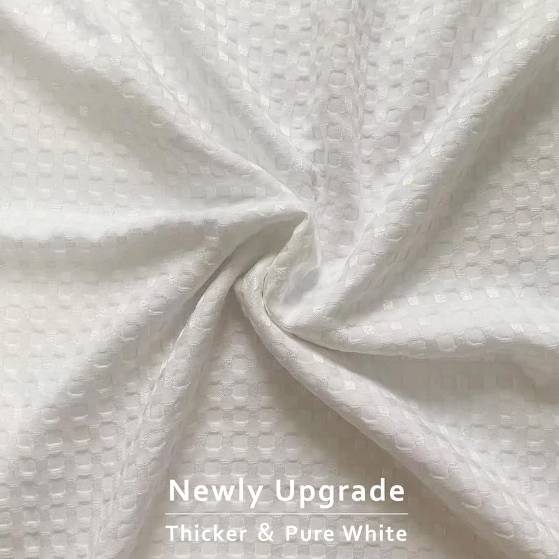Pleated Waffle Weave Bed Skirt - 14 Inch Drop Tailored Dust Ruffle (Queen)