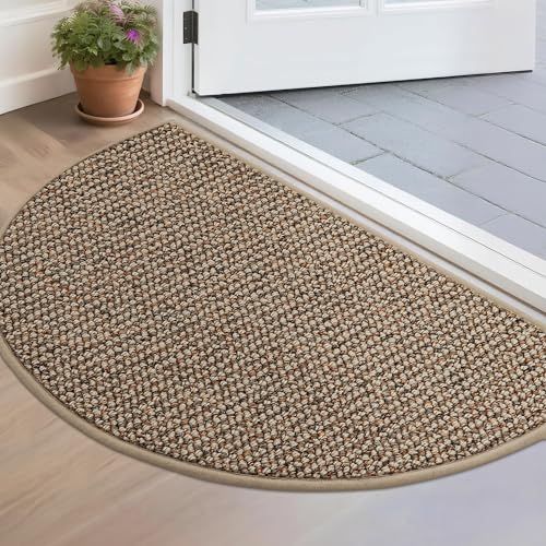 Half Circle Dirt Trapper Indoor Door Mat 17" x 30" - Non-Slip Entryway Rug