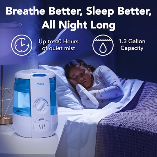 Cool Mist Humidifier 1.2 Gal 40-Hour Runtime for Bedroom