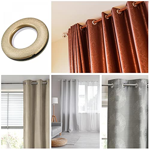 24 Pack Plastic Curtain Grommets, 1-9/16 Inch Inner Diameter, Gold Tone