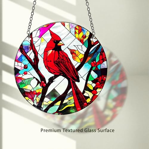 Red Bird Memorial Suncatcher - Stained Glass Indoor Window Art
