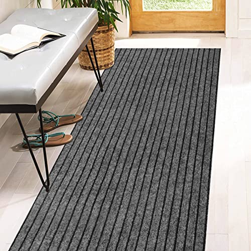 2x6 Runner Rug with Rubber Backing, Indoor Outdoor Striped Utility Carpet