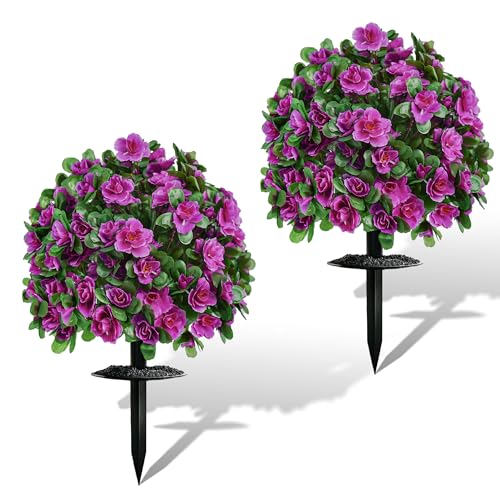 21-Inch UV Resistant Artificial Rhododendron Shrubs with Ground Stakes