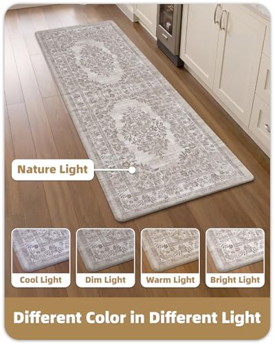 24x59 Vintage Boho Anti-Fatigue Kitchen Mat, Waterproof Cushioned Standing Rug