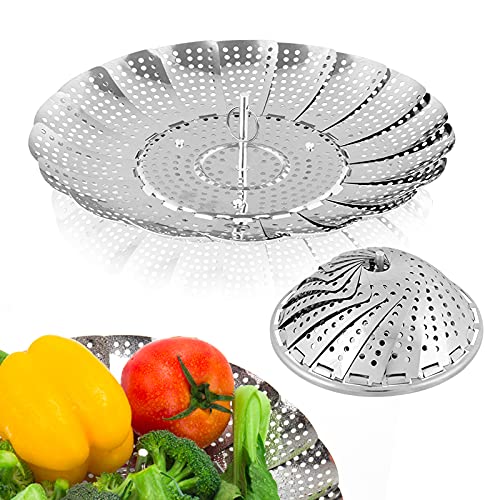 Stainless Steel Vegetable Steamer Basket - Folding Expandable Insert (5.5"-9.2")