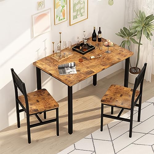 3-Piece Small Dining Table Set for 2, Compact Wooden Kitchen Table & Chairs