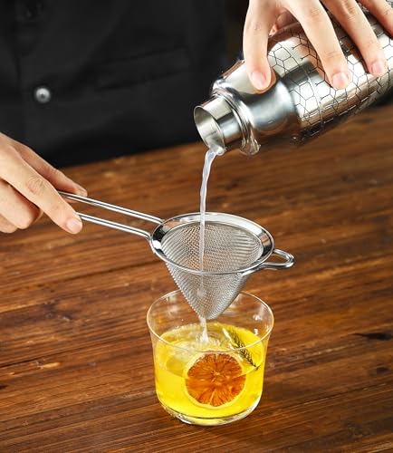 Cocktail Geek Stainless Steel Fine Mesh Cocktail Strainer Set of 2 with Long Handles