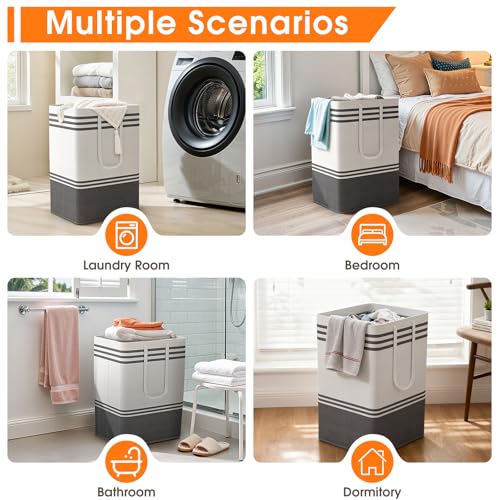 2 Pack Extra Large 75L Collapsible Laundry Baskets, Waterproof Hamper