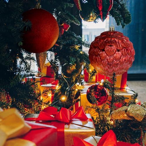 KI Store 4-Inch Red Shatterproof Christmas Balls - 16 pcs Ornaments for Xmas Trees & Holiday Decor