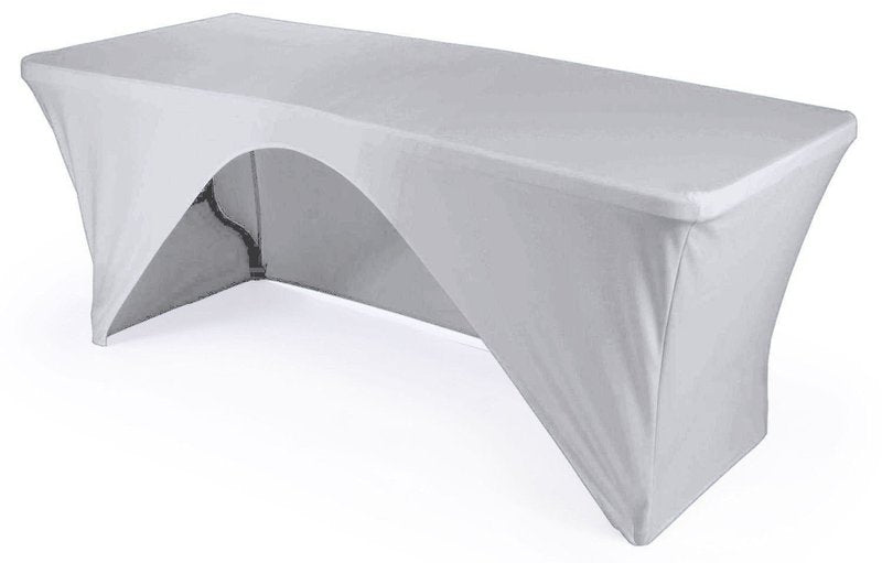LA Linen Open Back Spandex Tablecloth for a 6-Foot Rectangular Table, 72 by 30 by 30-Inch, White