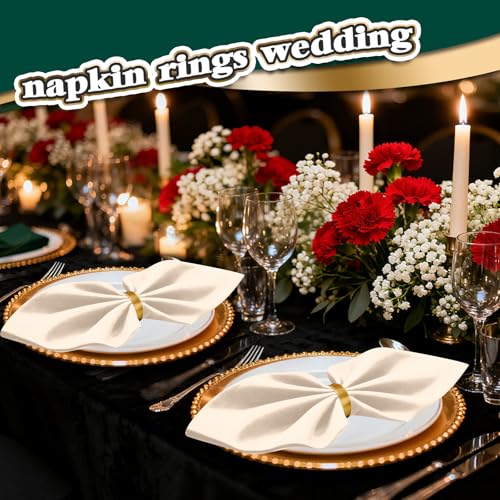 100 Pcs Gold Metal Napkin Rings, Elegant Round Napkin Holders for Weddings