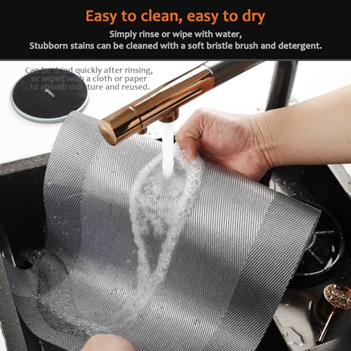 Silver Grey Woven Vinyl Placemats - Heat Resistant Table Mats, Set of 6