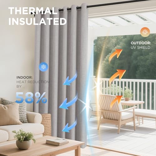 84-Inch Linen Blackout Curtains - Thermal Insulated, Noise Reducing Drapes