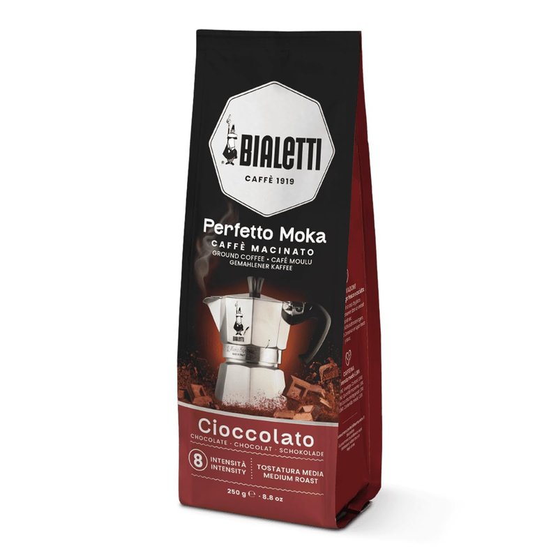 Bialetti - Perfetto Moka Cioccolato: Medium Roasting Ground Coffee, Chocolate Aroma, 8.8 Oz - 250g, Bag with Flavour-Saving Valve