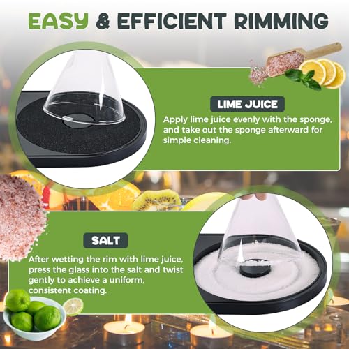 2-in-1 Bar Glass Rimmer and Salt Rimmer Set for Cocktails