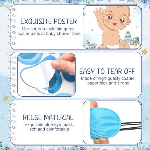 Pin the Pacifier Baby Shower Game - Blue Elephant Theme Party Activity