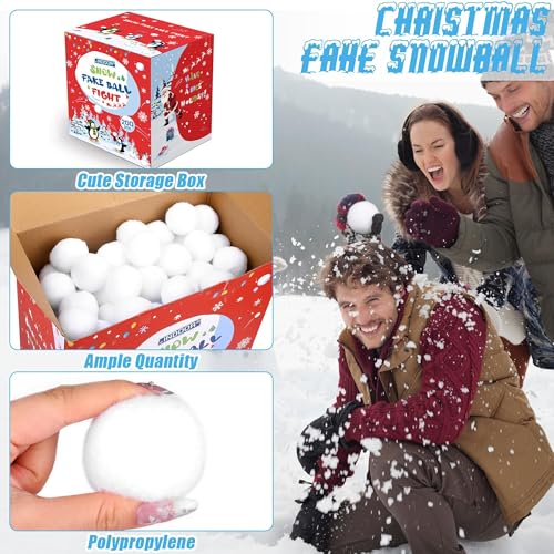 200-Pack Artificial Snowballs - 2-Inch Soft Plush Indoor Snowball Fight Set