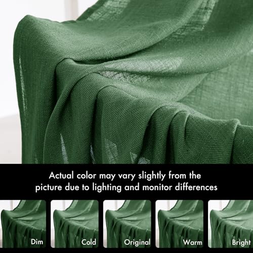 MIULEE Emerald Green 26x30 inch Linen Blend Tier Curtains, 2 Panels for Kitchen/Bathroom