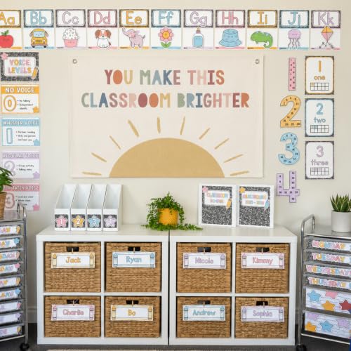 Boho Linen Wall Banner 20x30 Inch Neutral Classroom and Nursery Decor
