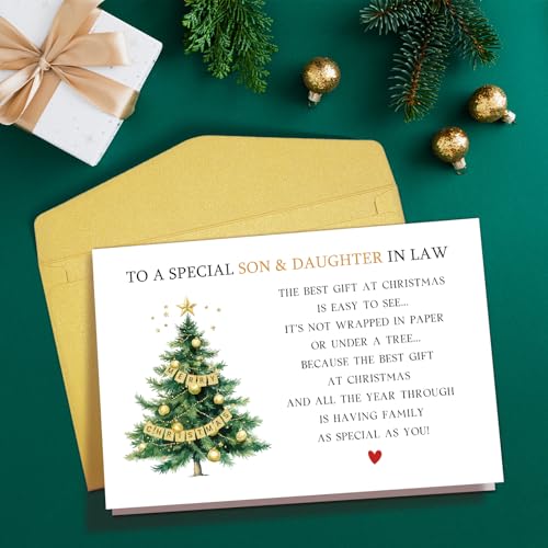 Goroar Christmas Card for Son & Daughter-in-Law 2023 - From Parents, Premium Matte Finish, Includes Envelope, #547