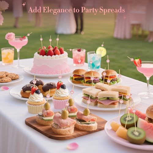 Vicuna R 200PCS Pink Pearl Cocktail Picks for Appetizers & Garnishes