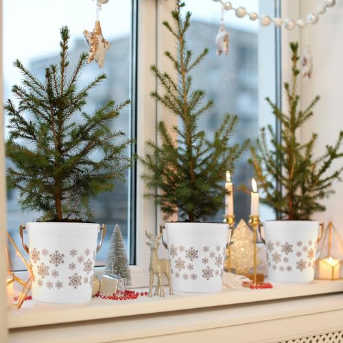 Meekoo 12-Pack Gold Snowflake Plastic Buckets Holiday Gift & Party Decorations