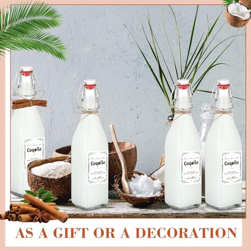 DoubleFill 8 Pack 16 oz Swing Top Glass Bottles - Stylish Coquito Set