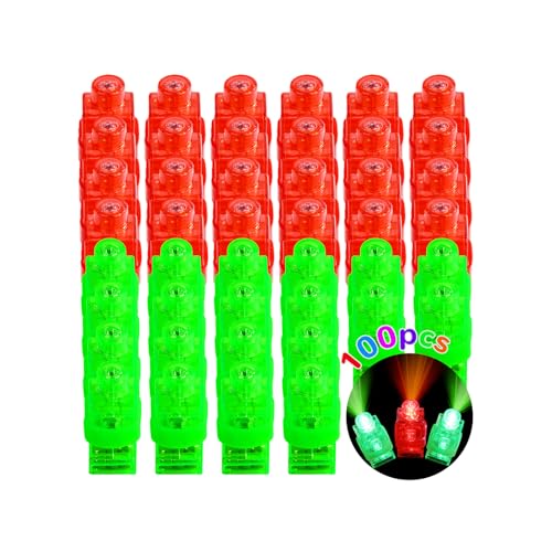 Mikulala 100 Pcs Red & Green Finger Lights - Glow LED Flashlights for Kids & Adults, Party Favors for Christmas