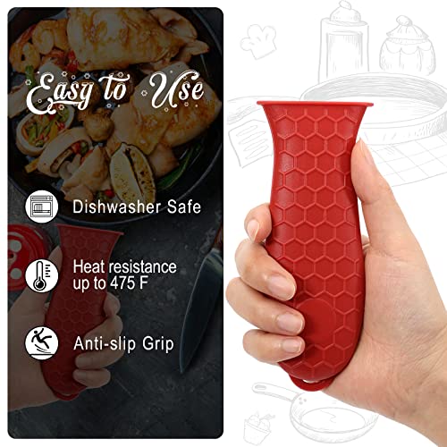 Joyhalo 6 Pack Cast Iron Handle Covers - Heat-Resistant Silicone, Non-Slip, Wine Handle Cover Set