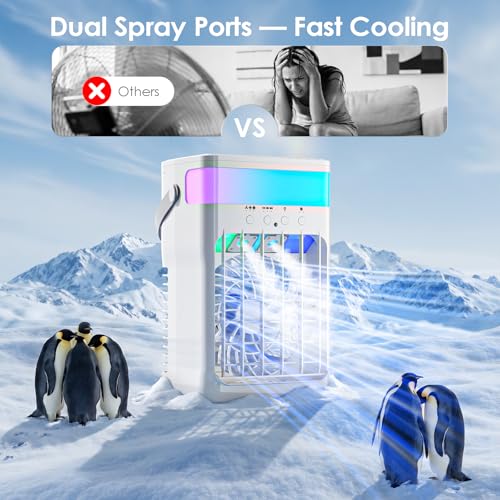 Portable Air Conditioner Fan with 1600ML Tank and Dual Spray