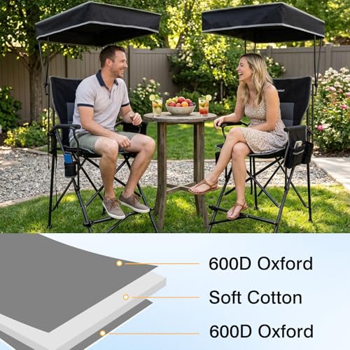 Oversized Folding Director Chair with Canopy Shade and Footrest, 300 lbs