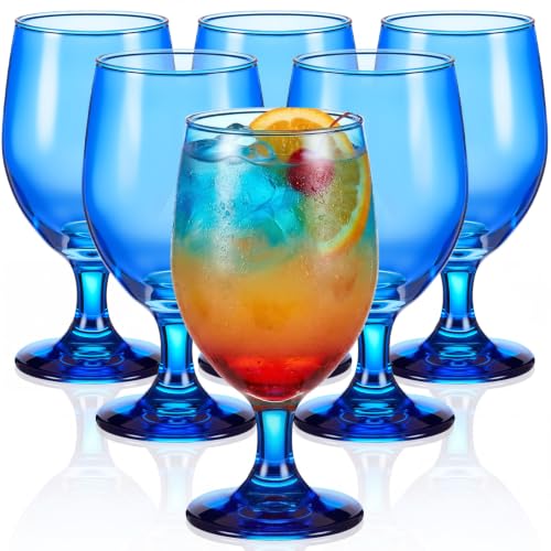 Cobalt Blue Water Goblets, 13.5 oz Stemmed Drinking Glasses - Set of 6
