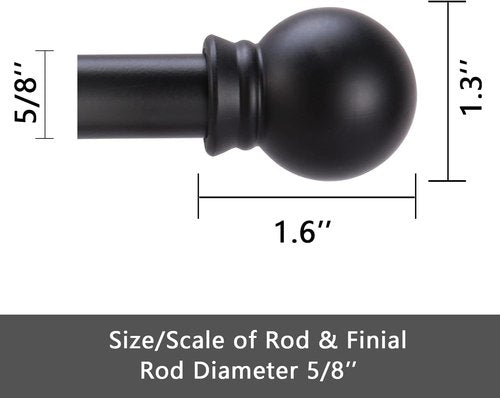 GXOACKJ Black Curtain Rods - Heavy Duty Metal Set for Windows 28 to 78 Inches | 2 Pack with Brackets