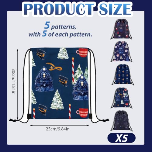 Bulyoou Christmas Express Train Party Favors Drawstring Bags - Set of 25