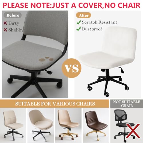 Criss Cross Armless Chair Cover - Stretch Slipcover for Office & Home