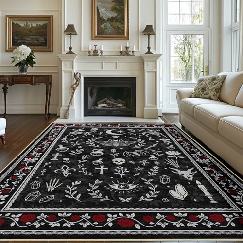 Gothic 3x5 Area Rug Dark Academia, Machine Washable - Lvsoamz 3' x 5' Rectangular