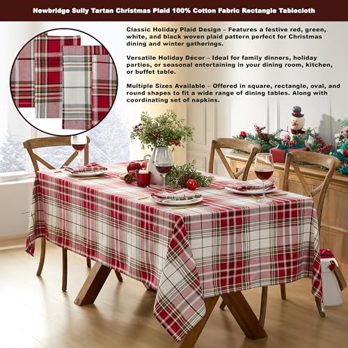 Newbridge Sully Red Plaid Christmas Tablecloth 60 x 102 inches, Rectangular