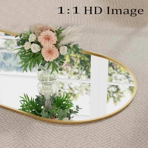 71" x 30" Arched Full Length Floor Mirror with Aluminum Frame, Gold