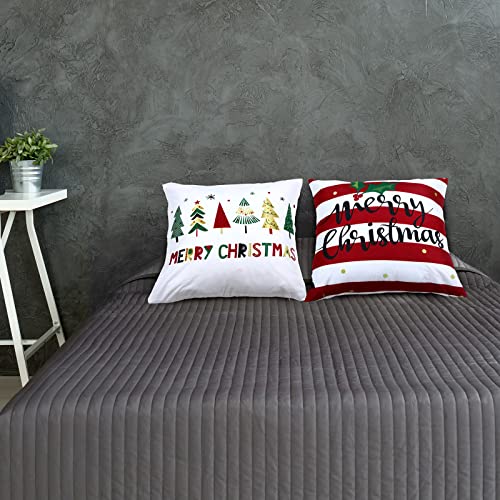 Boao 6 Pack 18x18 Inch Christmas Pillow Covers - Merry Holiday Decorations, Reindeer & Tree Designs