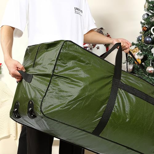 HOMEST 7.5-9 ft Christmas Tree Storage Bag with Wheels – Green, Fits 7.5-9 ft Xmas Artificial