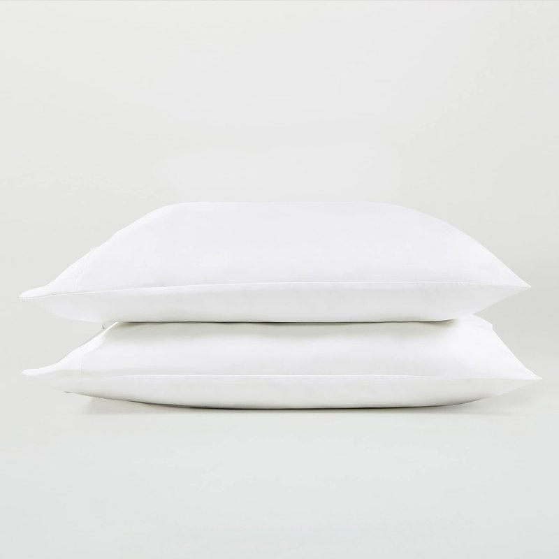 SIJO AiryWeight Tencel Pillowcases Set, 100% Lyocell derived from Eucalyptus, 2-Pack, Temperature Regulating, Cooling, Hypoallergenic, Moisture Wicking, Silky Soft (Snow, Queen)